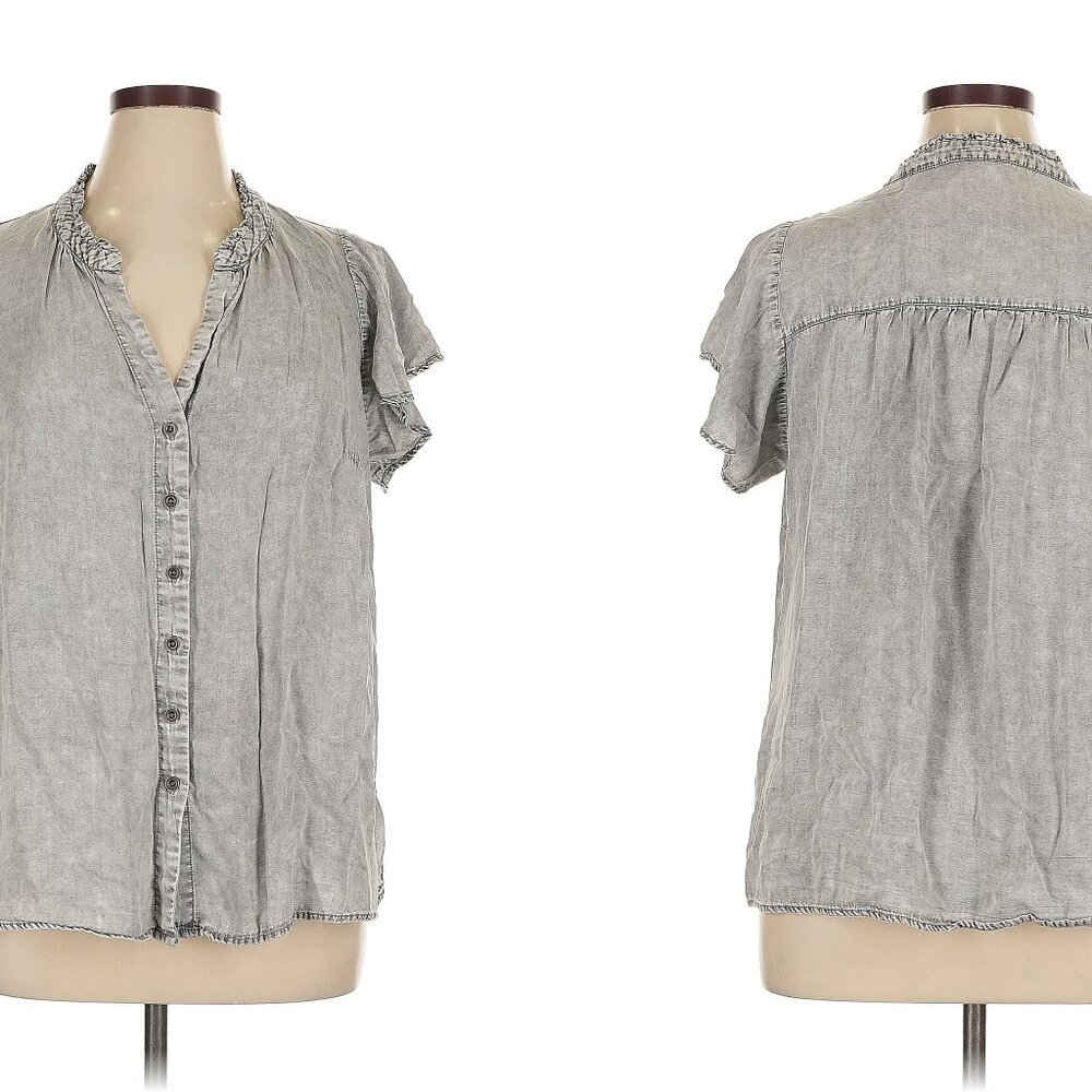 JANE AND DELANCEY plus 100% lyocell flutter sleeve button down top (2X)